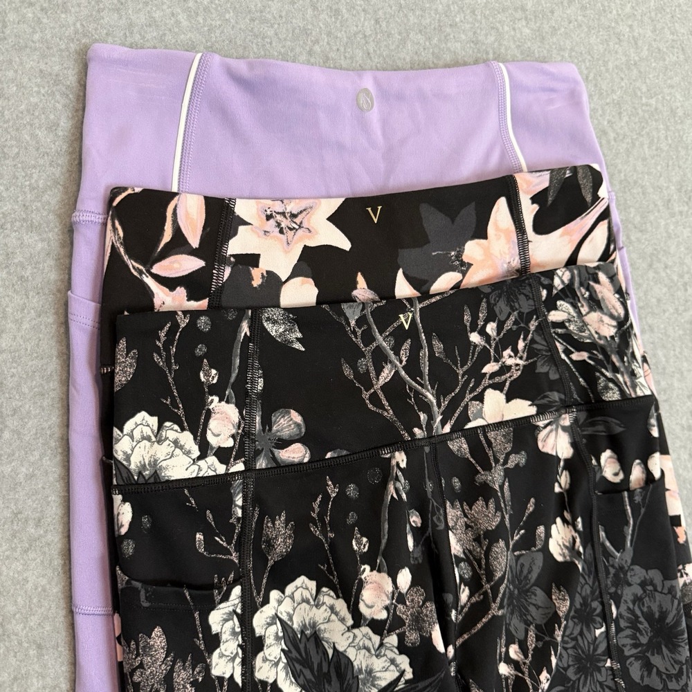 Lot Of 3 Victoria's Secret Sport Multicolor Floral Leggings Size M / 8 Pockets